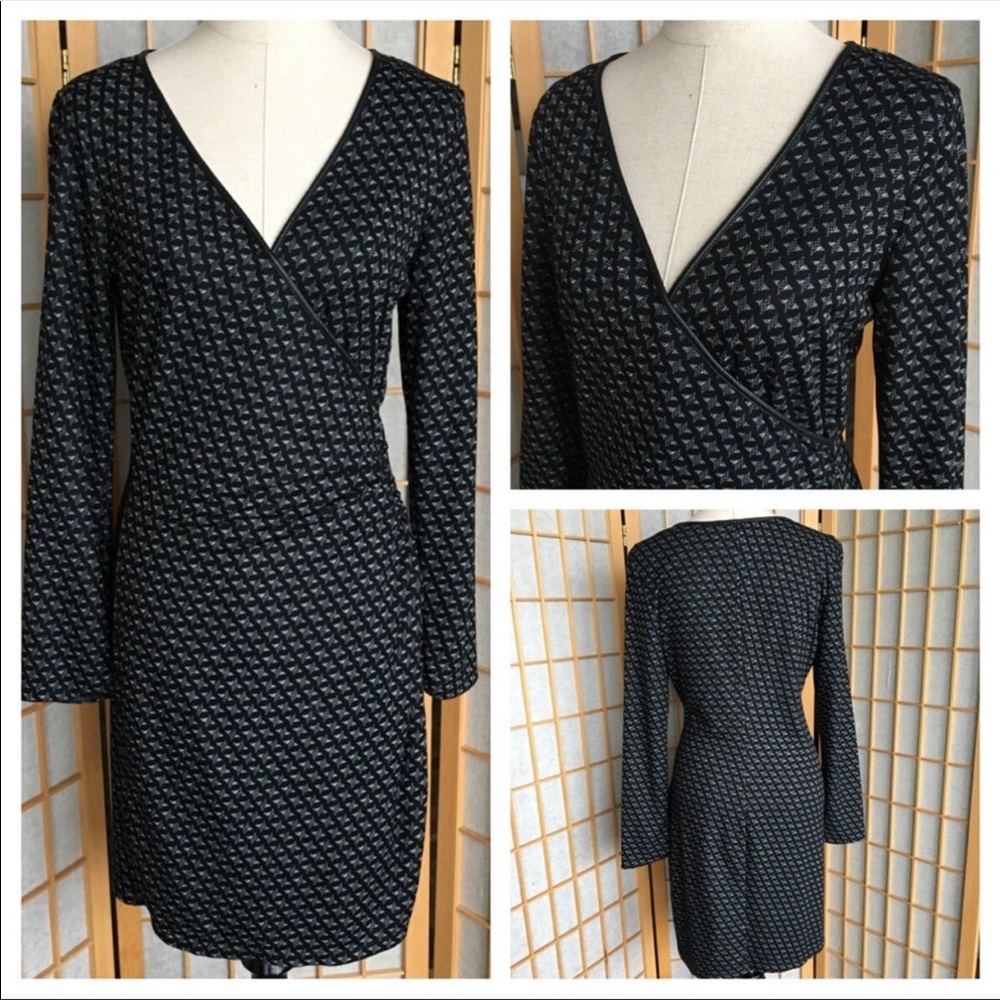 Max Studio Fitted Crossover Print Dress SZ L